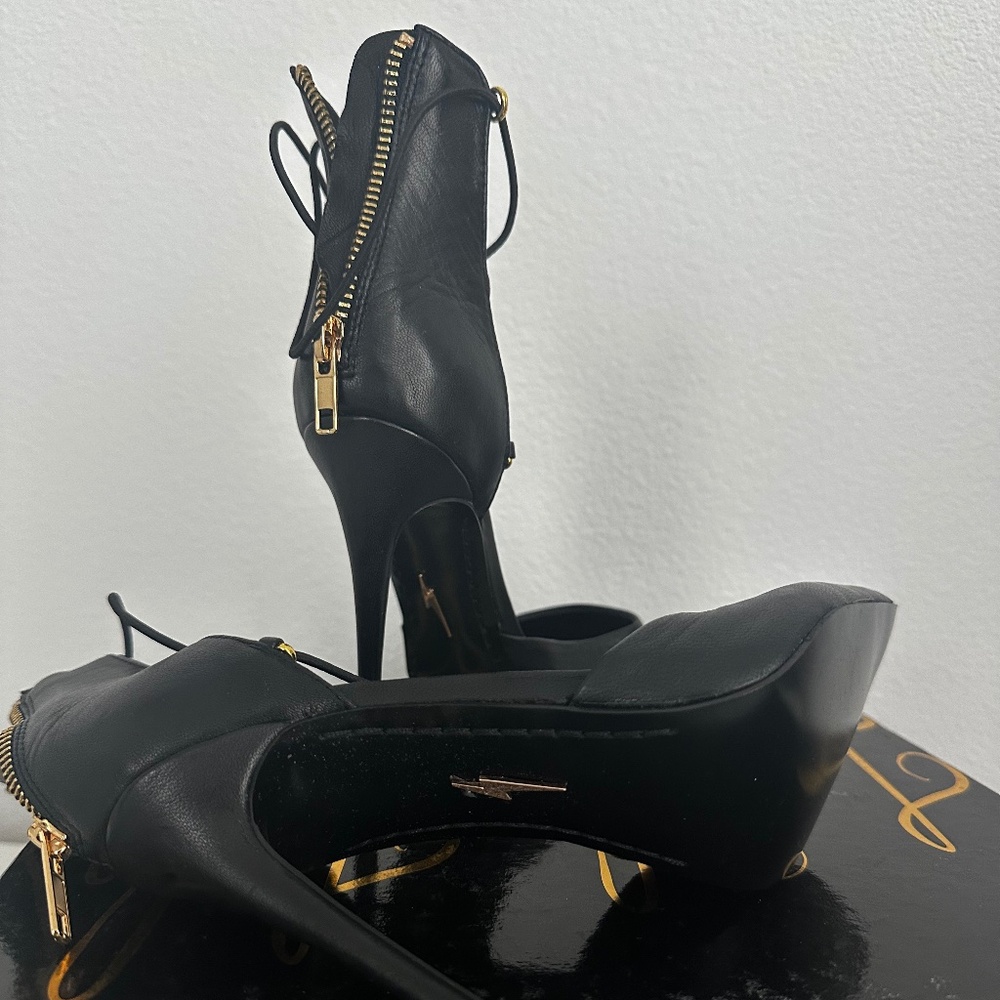 Lust for Life Kiss Me Black Leather High Heels
